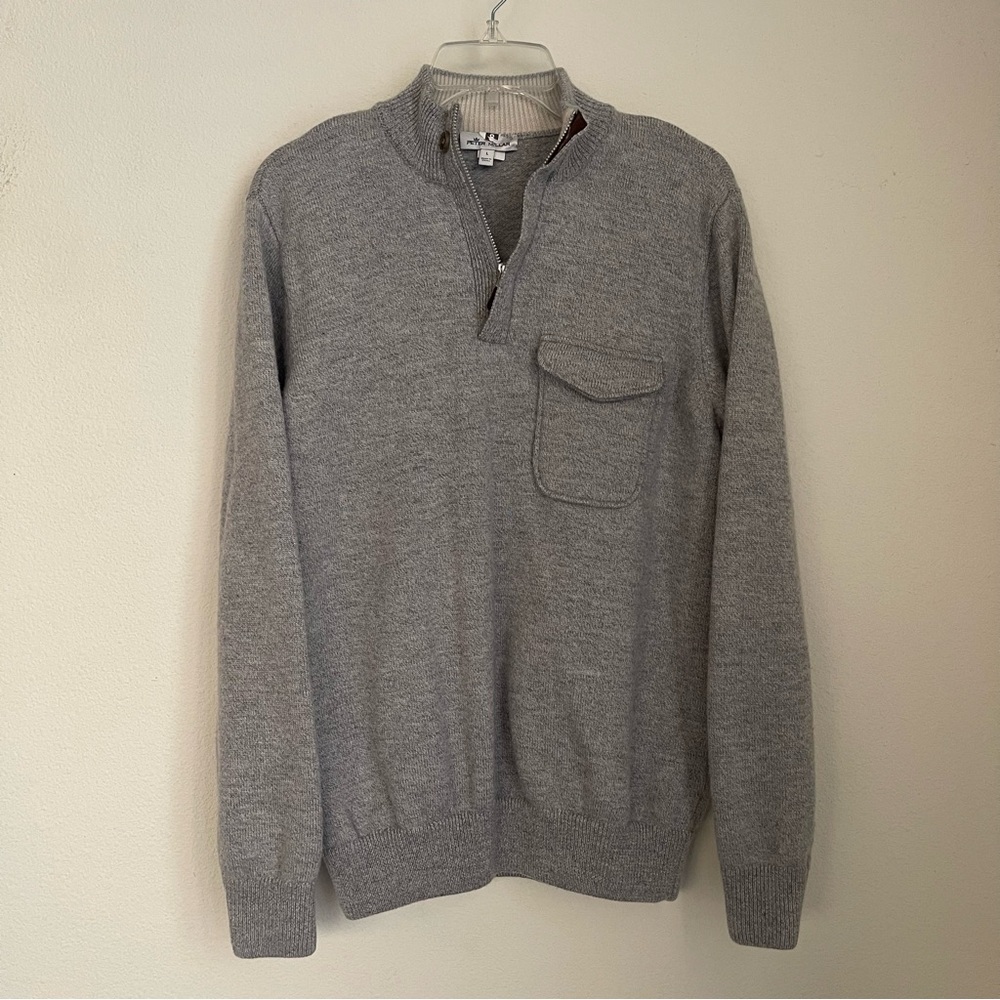 Peter Millar 100% Wool Half Zip Pullover Sweater